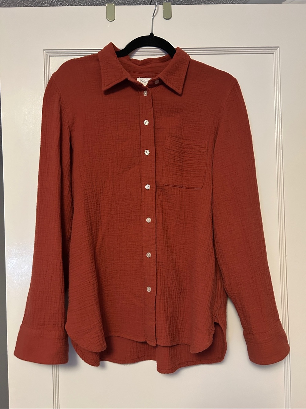 J. Crew Rust-Red Textured Button-Down Shirt